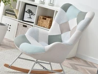 Skandynawski fotel bujany SIBIL PATCHWORK 2 + BUK - komfortowe siedzisko