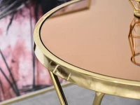 Wysoki stolik AMIN S ZŁOTY glam z metalu i brązowego szkła - złoty korpus stolika