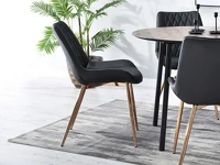 Krzesło skórzane do salonu eko ADEL CZARNE - MIEDŹ - profil krzesła