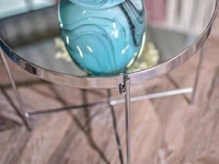 Mały lustrzany stolik IBIA S CHROM okrągły w stylu glamour - oryginalna bryła