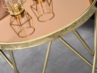 Wysoki stolik AMIN S ZŁOTY glam z metalu i brązowego szkła - charakterystyczne detale