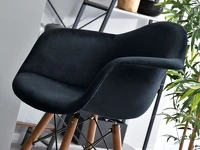 Krzesło barowe EPS WOOD TAP 2 CZARNE welurowe + orzech - komfortowe siedzisko