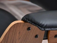 Stylowy fotel biurowy obrotowy z drewna i skóry DUCK orzech - ekoskóra